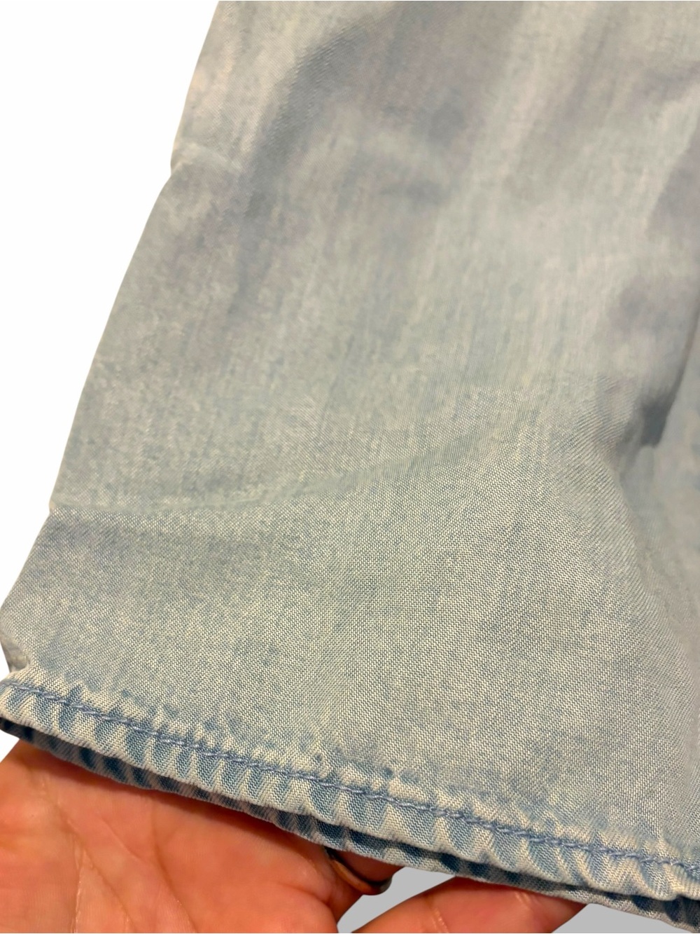 J.Jill Denim Embroidered Tencel Peasant Top Large Petite Tassel Boho Blue - Picture 6 of 14